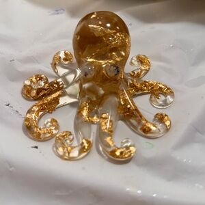 Gold and Clear Glass Octopus Figurine